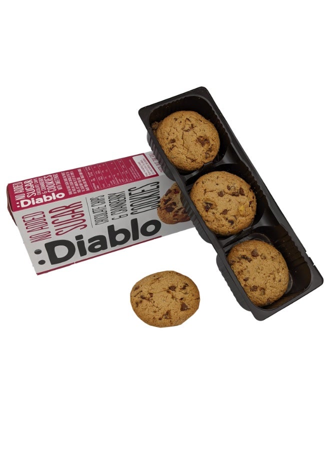 Diablo No Added Sugar Chocolate Chip & Cranberry Cookies (Pack of 3) (Expiry 30th June 2026) - Image 2