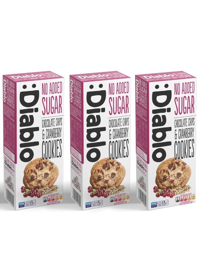 Diablo No Added Sugar Chocolate Chip & Cranberry Cookies (Pack of 3) (Expiry 30th June 2026) - Image 3