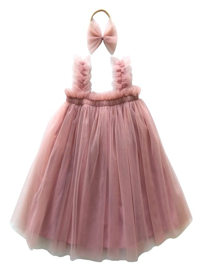 Sugarmelon Baby Girl Tulle Tutu Dress,Toddler Girls Birthday Party Dress Princess Outfit Little Girl Tulle Skirt (2T, 001 Dusty Pink) - Image 1