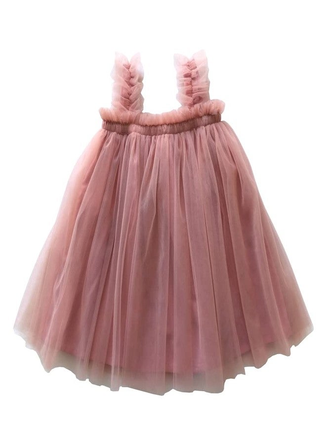 Sugarmelon Baby Girl Tulle Tutu Dress,Toddler Girls Birthday Party Dress Princess Outfit Little Girl Tulle Skirt (2T, 001 Dusty Pink) - Image 2