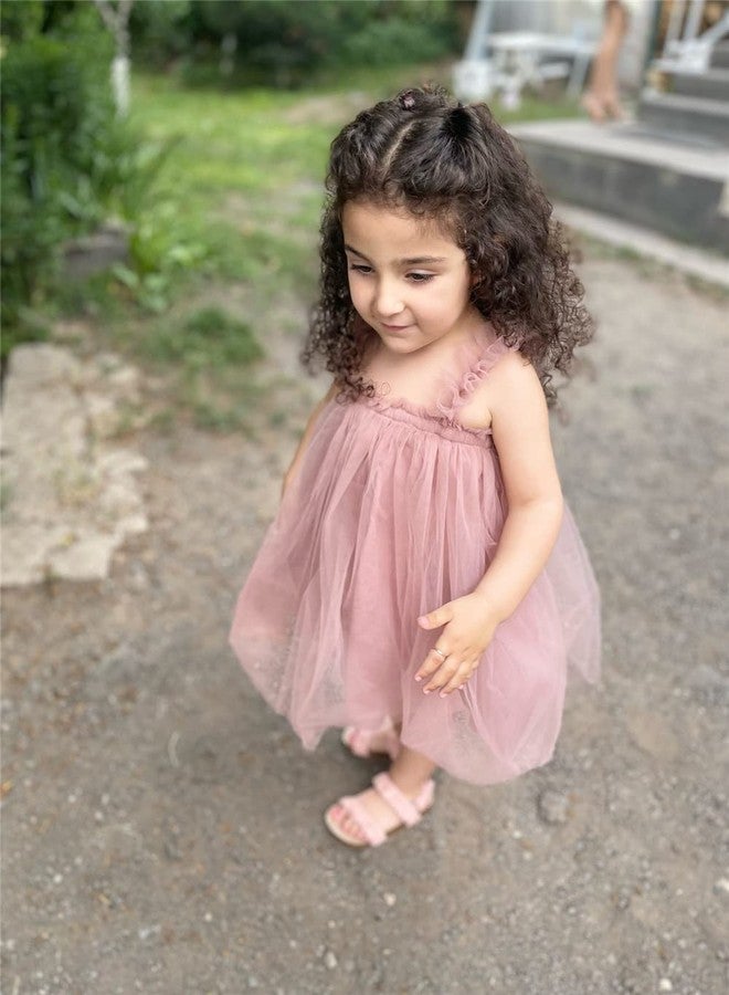 Sugarmelon Baby Girl Tulle Tutu Dress,Toddler Girls Birthday Party Dress Princess Outfit Little Girl Tulle Skirt (2T, 001 Dusty Pink) - Image 3