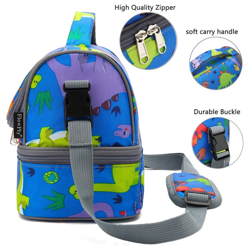 FlowFly Kids Double Decker Cooler Insulated Lunch Bag Large Tote for Boys, Girls, Men, Women, With Adjustable Strap, Dinosaur - Image 5