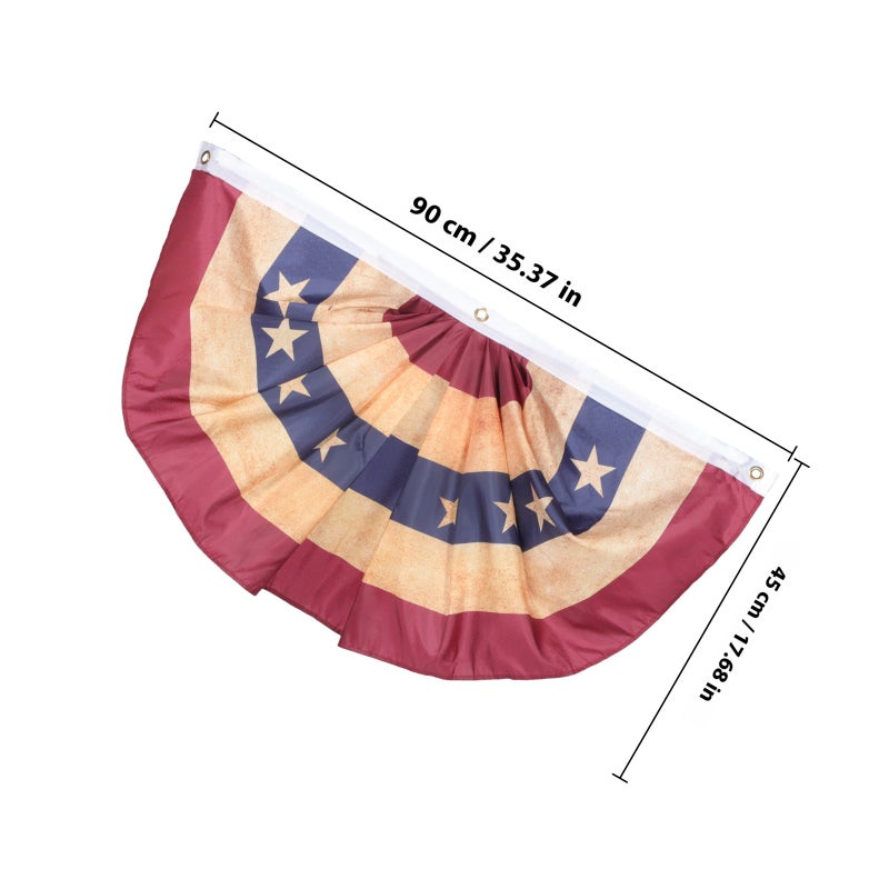 2Pcs Independence Day Flags Patriotic Pleated Fan Flags Hanging Bunting US Fan Flags - Image 2