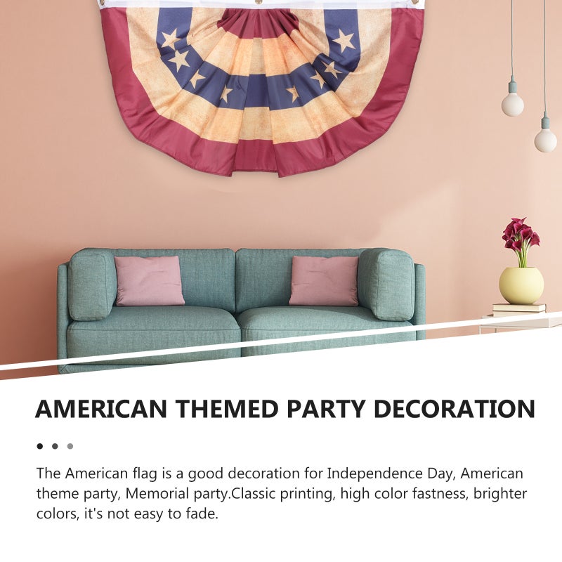 2Pcs Independence Day Flags Patriotic Pleated Fan Flags Hanging Bunting US Fan Flags - Image 4