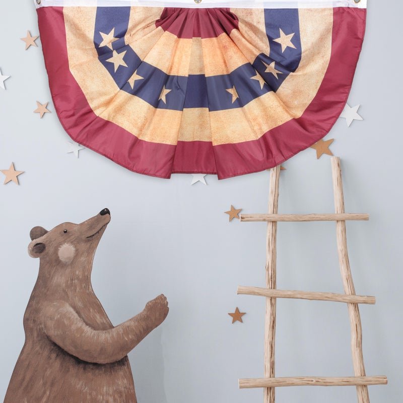 2Pcs Independence Day Flags Patriotic Pleated Fan Flags Hanging Bunting US Fan Flags - Image 5
