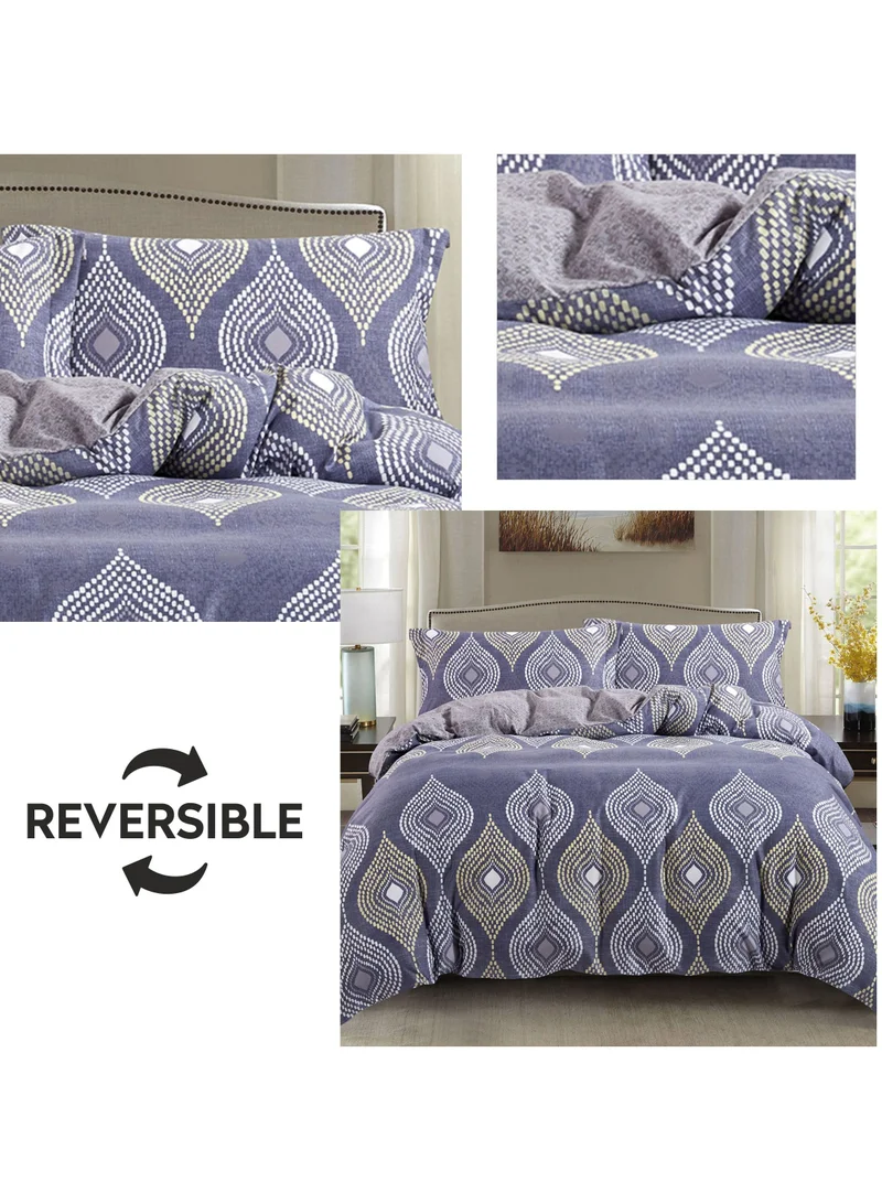 Donetella 3-Piece Duvet Cover Set Without Filler Microfiber Purple Queen