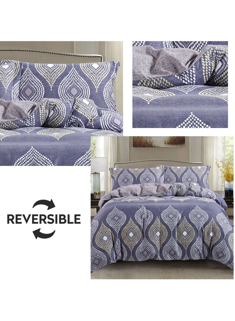 Donetella 3-Piece Duvet Cover Set Without Filler Microfiber Purple Queen - Image 3