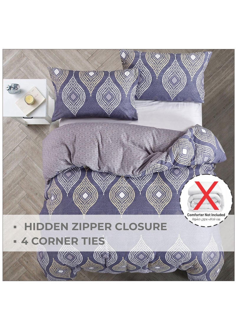 Donetella 3-Piece Duvet Cover Set Without Filler Microfiber Purple Queen - Image 4
