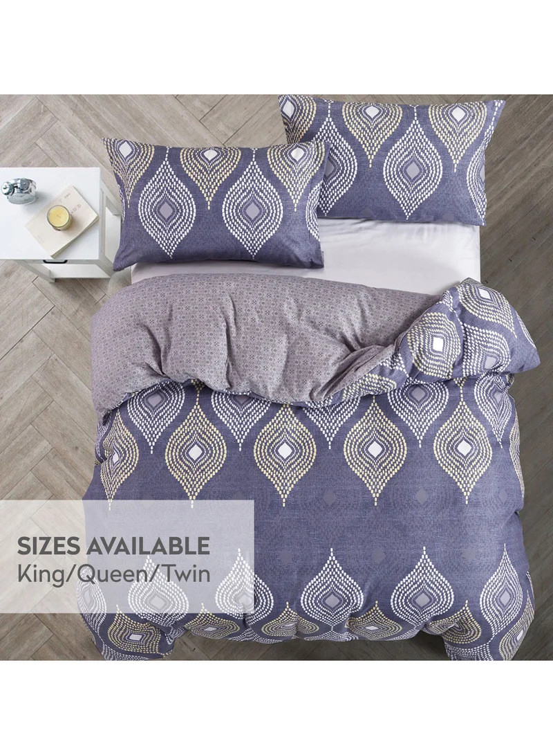 Donetella 3-Piece Duvet Cover Set Without Filler Microfiber Purple Queen