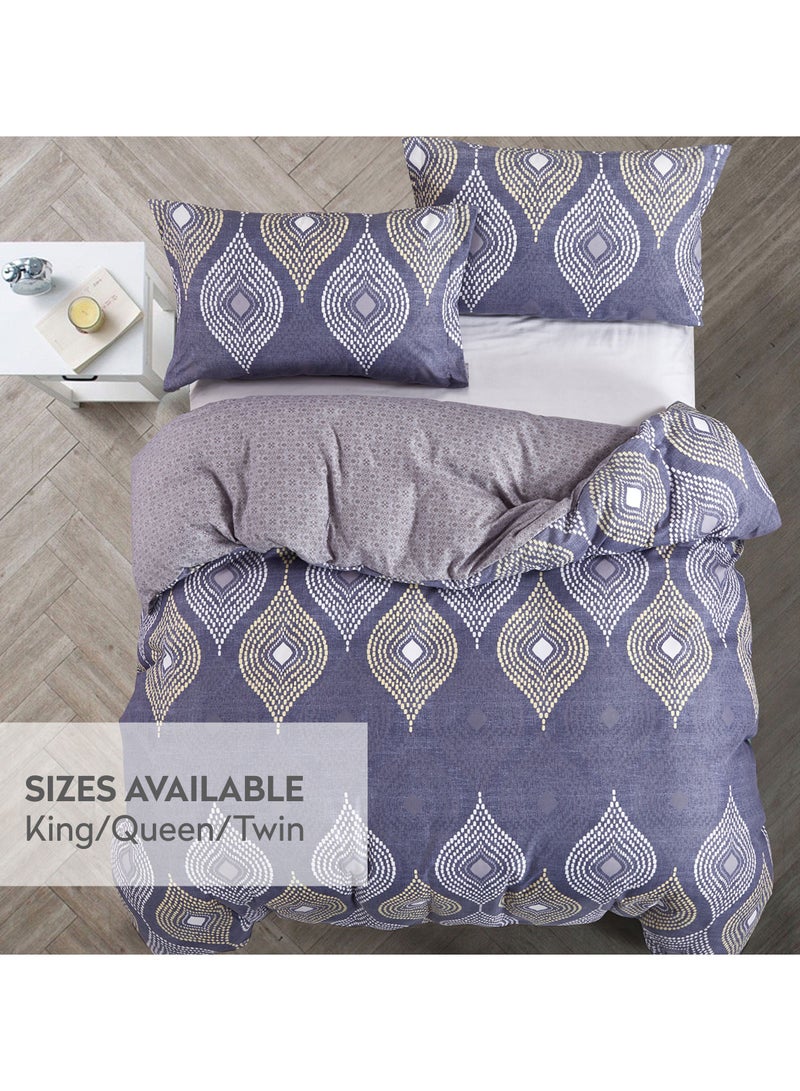 Donetella 3-Piece Duvet Cover Set Without Filler Microfiber Purple Queen - Image 5