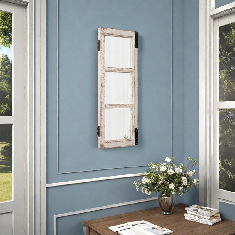 Sintosin Rustic Window Pane Mirror Wall Decor 11" x 16", Hanging Distressed White Farmhouse Rectangle Wood Frame Mirror, Handmade Decorative Window Mirrors for Living Room Bathroom Bedroom Fireplace Christmas Globally trusted affordable quality - Image 2