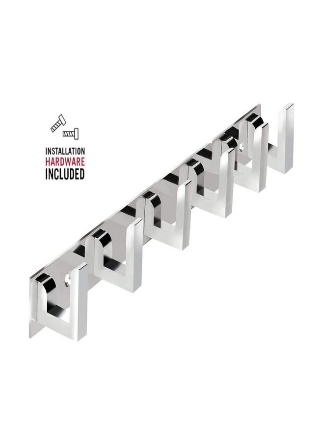 Cosvit L-Hook Hanger Stainless Steel 6 Pin Cloth Hanger Bathroom, Kitchen Wall Wardrobe Door, Hooks for Hanging Keys, Clothes Holder Hook Rail (Pack of 1) - Image 3