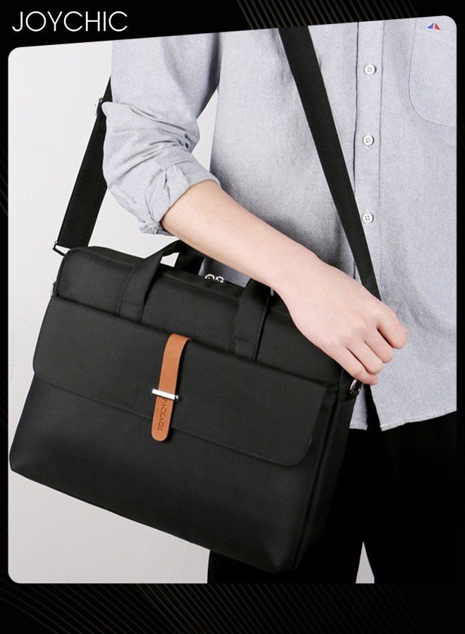 Joychic 14 inch Brief Bussiness Office Laptop Bag Large Capacity Briefcase Shoulder Bag Messenger Bag Computer and Tablet Carrying Case for Men and Women Work School Travel Black  - Image 1