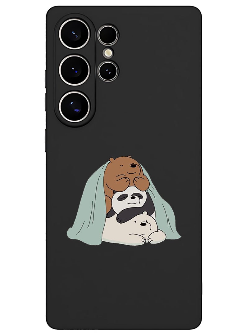 Theodor Protective Slim Fit Case Liquid Silicone Cover with Full Body Protection Anti-Scratch Shockproof Case For Samsung Galaxy S25 Ultra (Black) - 3 Panda sitting - Image 1