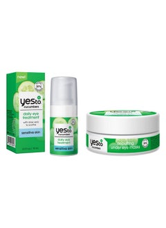 Yes To Yes To Cucumber Eye Treatment Bundle, Soothing Daily Treatment To Calm, Soothe & De-Puff Under Eyes, With Caffeine, Natural & Cruelty Free, 8ct Under Eye Masks & 0.5 Fl Oz Daily Eye Treatment  - Image 1