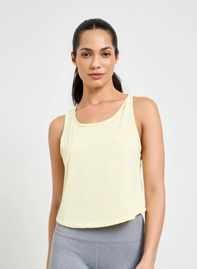 Take Two Yellow Solid Lightweight Active Tank Top