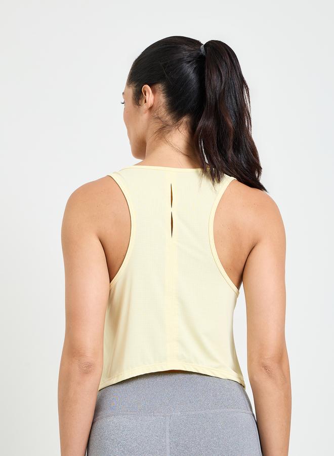 Take Two Yellow Solid Lightweight Active Tank Top - Image 4