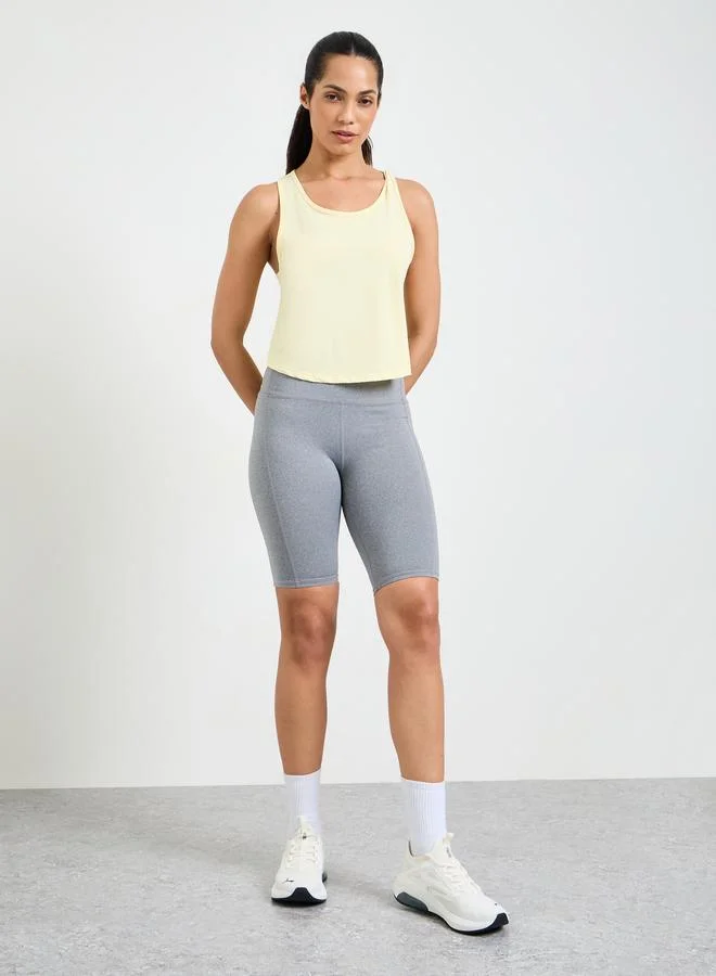 Take Two Yellow Solid Lightweight Active Tank Top