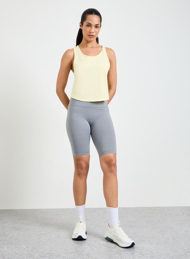 Take Two Yellow Solid Lightweight Active Tank Top - Image 2