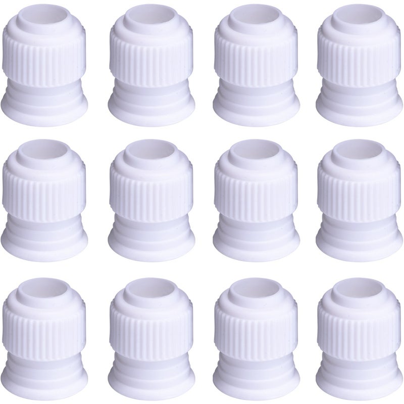 Shappy 12 Pieces Coupler Piping Bag Plastic Standard Couplers Cake Decorating Pipe Tip for Frosting Icing Nozzles (1.2 x 1 Inch) - Image 1