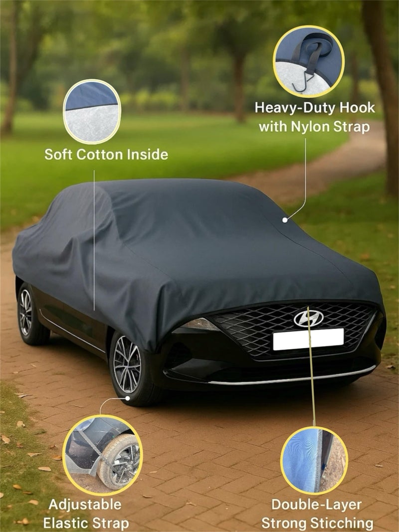FAMEXON Waterproof, Half Car Body Cover All Weather Protection Half Car Cover Outdoor Half Cover Rain Sun Uv Protection with Inner Side Ultra Soft Cotton 4 Layers (Fits On All Cars) - Image 2