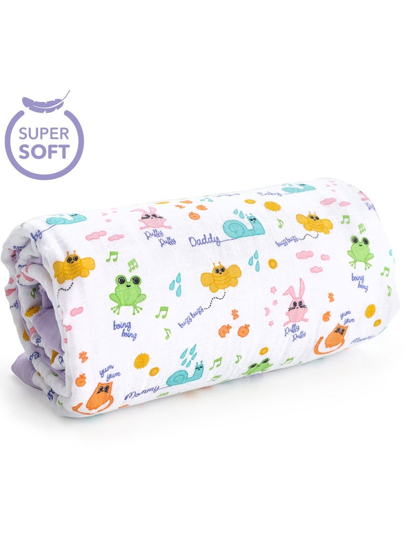 Milk & Moo Milk&Moo Friends Baby Muslin Swaddle Blanket, Oeko-Tex Certified 100% Cotton, 4-Layer, Soft and Lightweight, Gender-Neutral for Toddlers  - Image 2