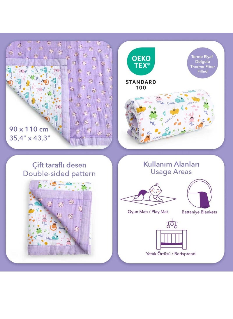 Milk & Moo Milk&Moo Friends Baby Muslin Swaddle Blanket, Oeko-Tex Certified 100% Cotton, 4-Layer, Soft and Lightweight, Gender-Neutral for Toddlers  - Image 4