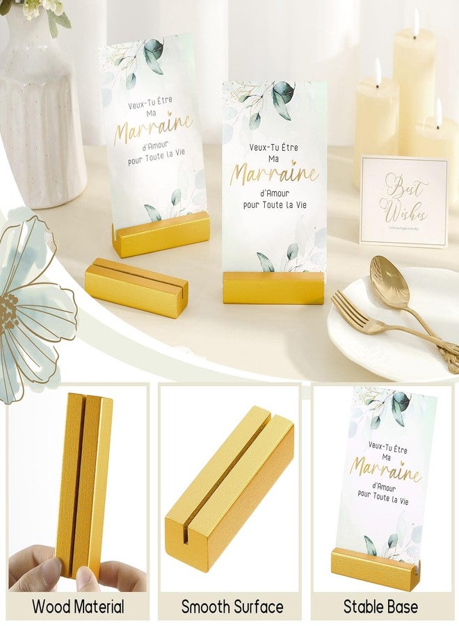 Chunful 24 Pcs Gold Table Number Holders Wood Place Card Holder Wedding Table Name Stands Picture Photo Display Menu Sign Stands for Wedding Party Events Banquet Birthday Party Restaurant - Image 3