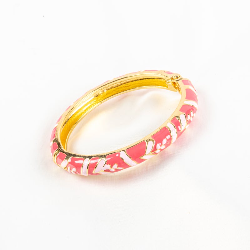 أسورة جولد بليتد بينك مزخرفة بالورود - Image 2