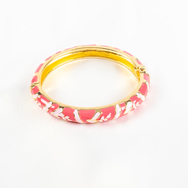 أسورة جولد بليتد بينك مزخرفة بالورود - Image 1