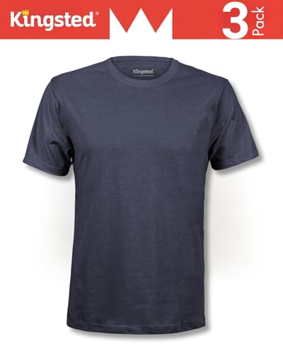 Kingsted Men's T-Shirts - Royally Comfortable - Super Soft Cotton Blend - Short Sleeve Tagless Crewneck - Plain Colored Classic Tees (3 Pack, Essential, Medium) - Image 5