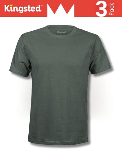 Kingsted Men's T-Shirts - Royally Comfortable - Super Soft Cotton Blend - Short Sleeve Tagless Crewneck - Plain Colored Classic Tees (3 Pack, Essential, Medium) - Image 3