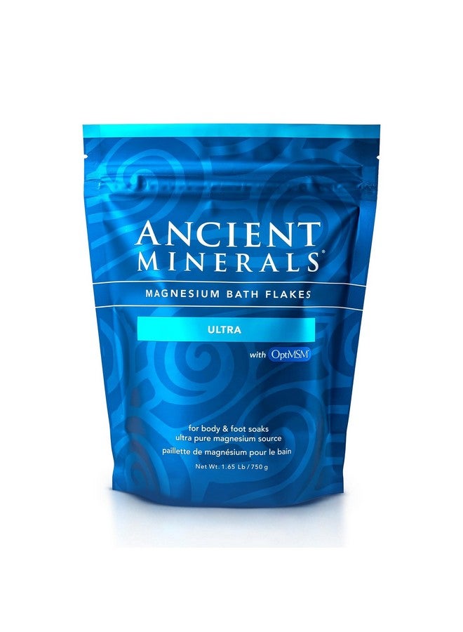 Ancient Minerals Magnesium Bath Flakes Ultra with OptiMSM - Resealable Magnesium Bag of Zechstein Chloride Alternative to Epsom Bath Salt (1.65 lb) - Image 1