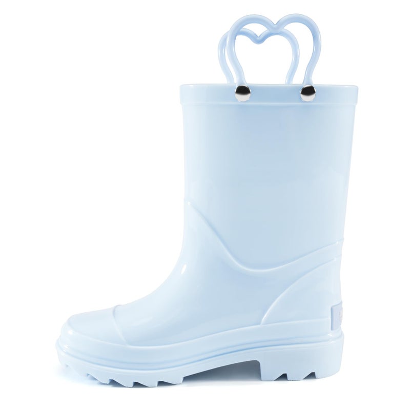 Stelle Rain Boots for Girls Waterproof Lightweight Kids Toddler Rainboots Boys Easy On Handles Non-Slip Sole Shoes(Light Blue,10MT) - Image 1