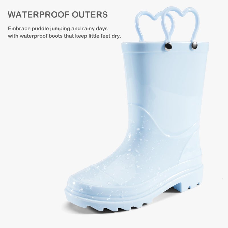 Stelle Rain Boots for Girls Waterproof Lightweight Kids Toddler Rainboots Boys Easy On Handles Non-Slip Sole Shoes(Light Blue,10MT) - Image 4