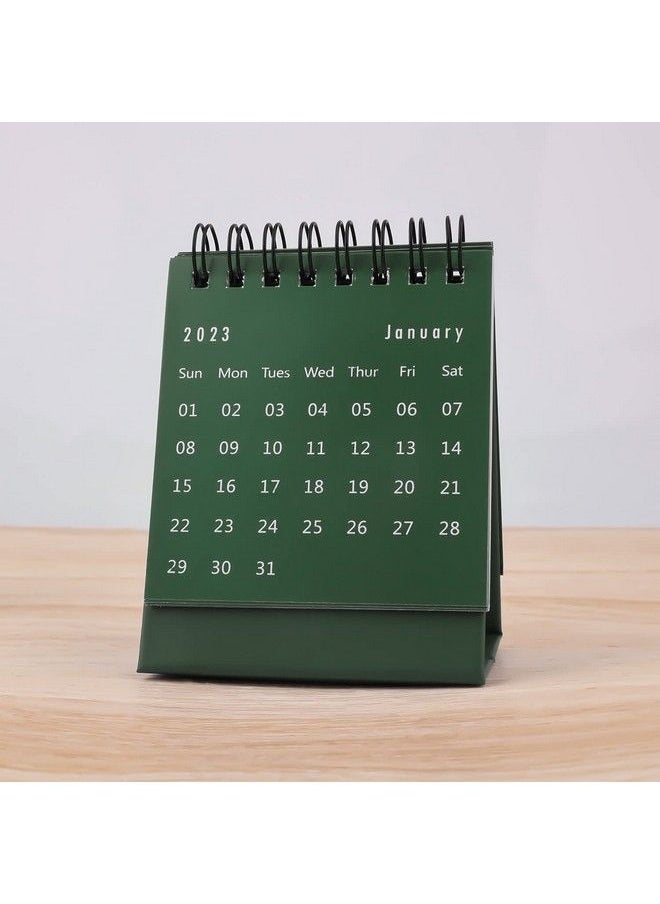 SAVITA - Mini Desk Calendar August 2022 To Dec 2023 Small Desktop Calendar Mini Daily Schedule Tiny Desk Calendar Twinwire Binding With Stickers For Men Women Office Classroom (Green) - Image 1