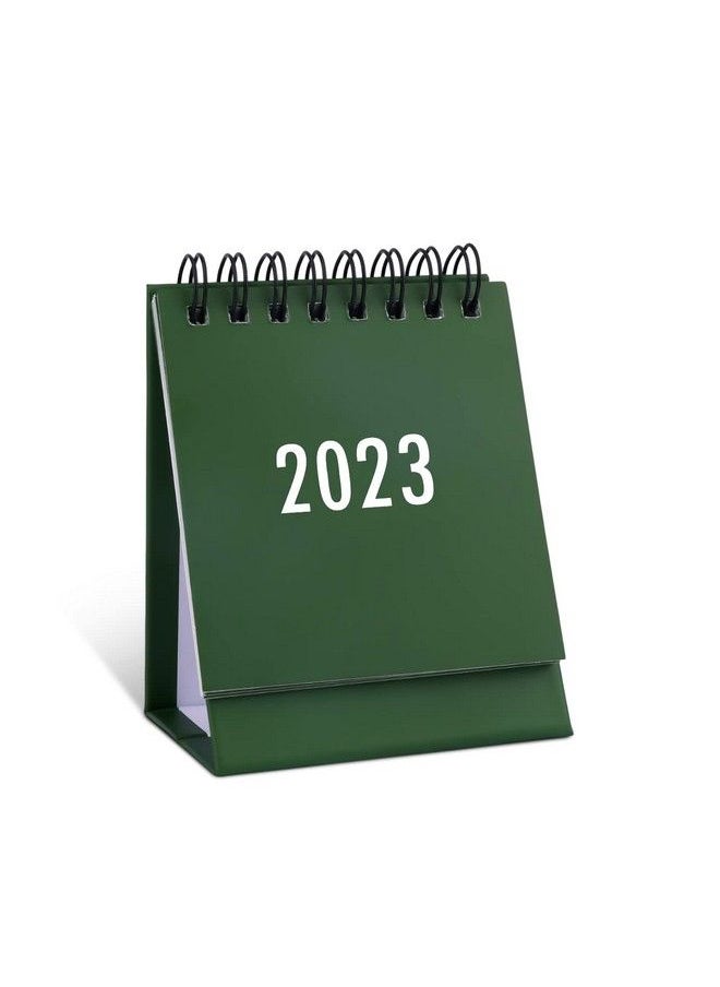 SAVITA - Mini Desk Calendar August 2022 To Dec 2023 Small Desktop Calendar Mini Daily Schedule Tiny Desk Calendar Twinwire Binding With Stickers For Men Women Office Classroom (Green) - Image 1