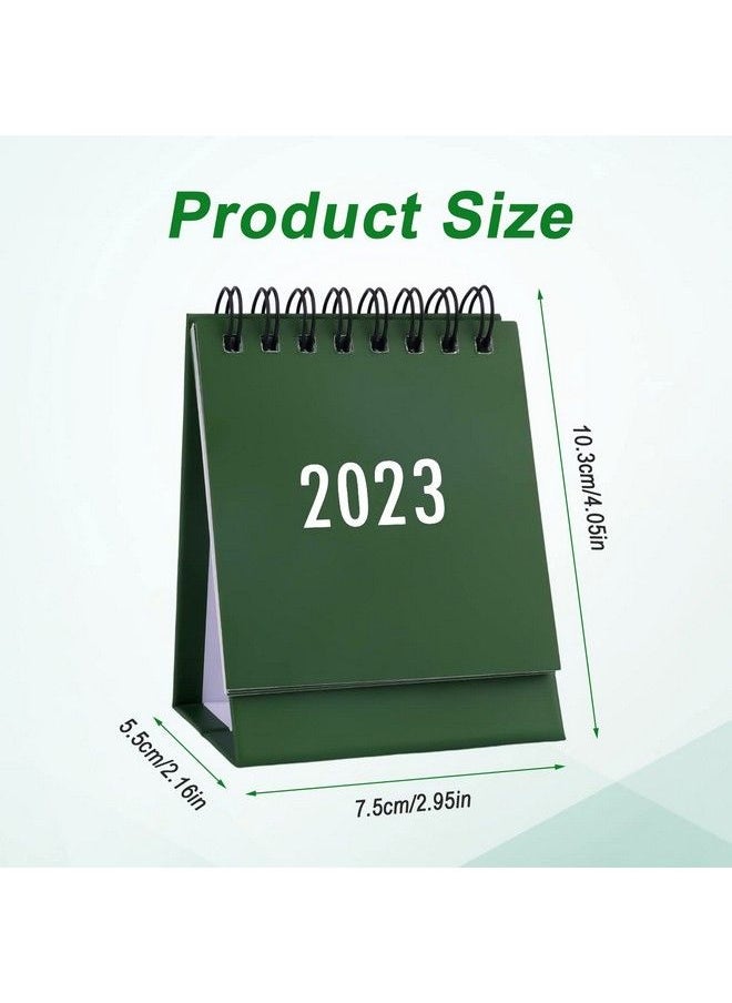 SAVITA - Mini Desk Calendar August 2022 To Dec 2023 Small Desktop Calendar Mini Daily Schedule Tiny Desk Calendar Twinwire Binding With Stickers For Men Women Office Classroom (Green) - Image 1