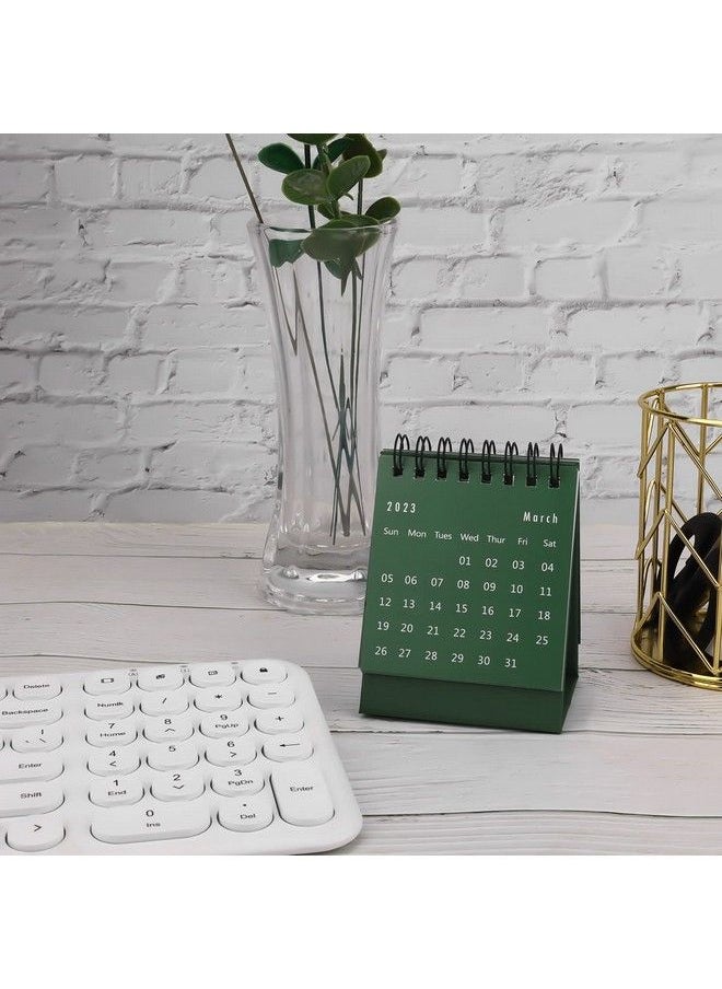 SAVITA - Mini Desk Calendar August 2022 To Dec 2023 Small Desktop Calendar Mini Daily Schedule Tiny Desk Calendar Twinwire Binding With Stickers For Men Women Office Classroom (Green) - Image 1