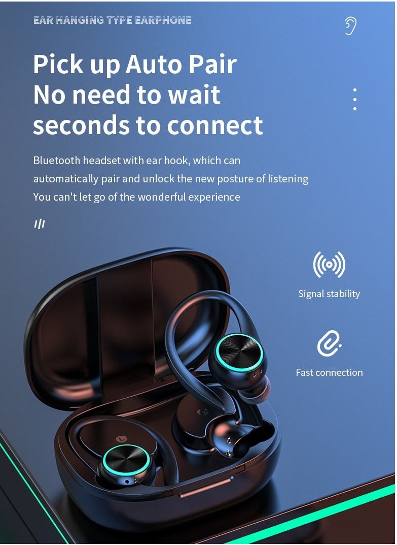 Goldfish - TWS Bluetooth 5.1 Wireless Over-Ear Headphones Digital Display Power Level Turn On Bluetooth Automatic Pairing Connection Without Waiting Ultra Low Latency Bluetooth Headphones/Black - Image 1