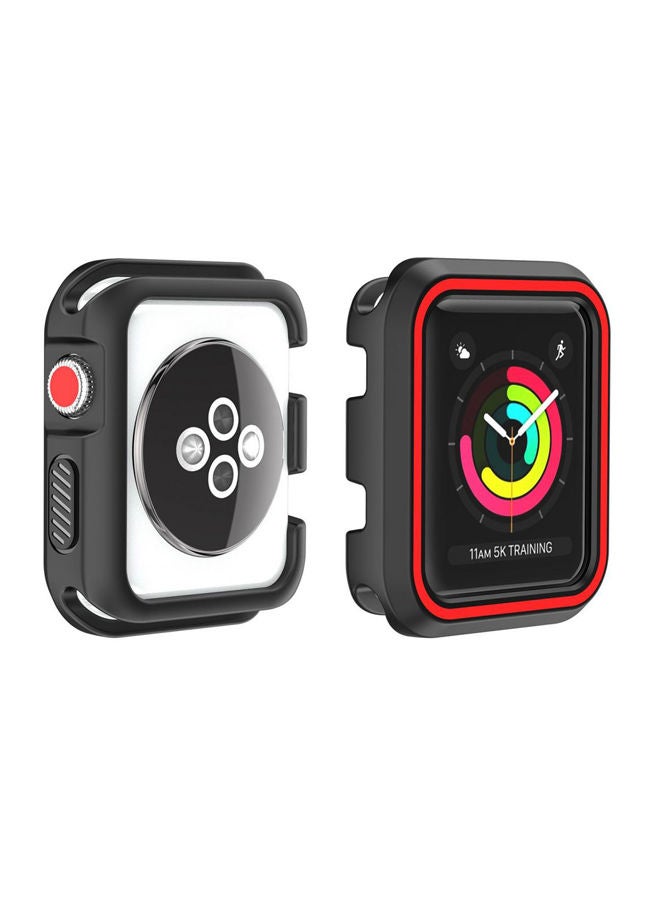 NIBEMINENT Protective Case Cover For Apple Watch 4/3/2/1 42mm Black/Red - Image 2