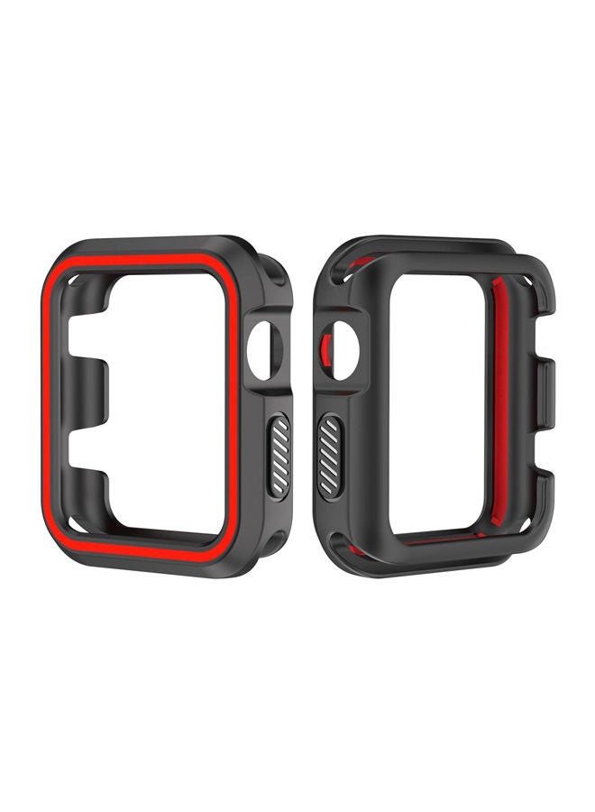 NIBEMINENT Protective Case Cover For Apple Watch 4/3/2/1 42mm Black/Red - Image 1