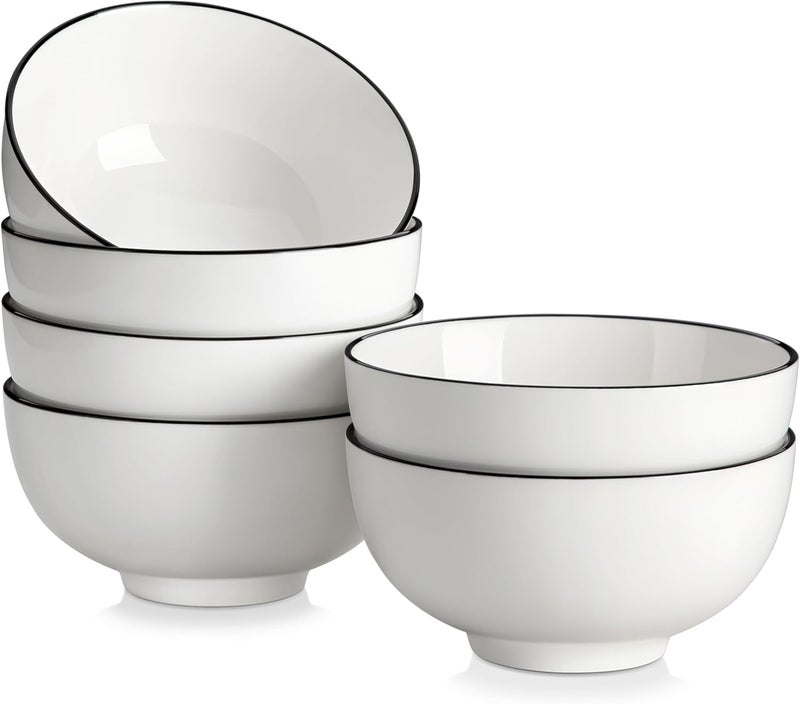 MALACASA , Ceramic Soup Bowls, Set of 6 26 oz Bowls for Cereal, Soup, Oatmeal, Fruits, Rice - Porcelain Serving Bowl for Kitchen, Dishwasher and Microwave Safe, Series - Image 1