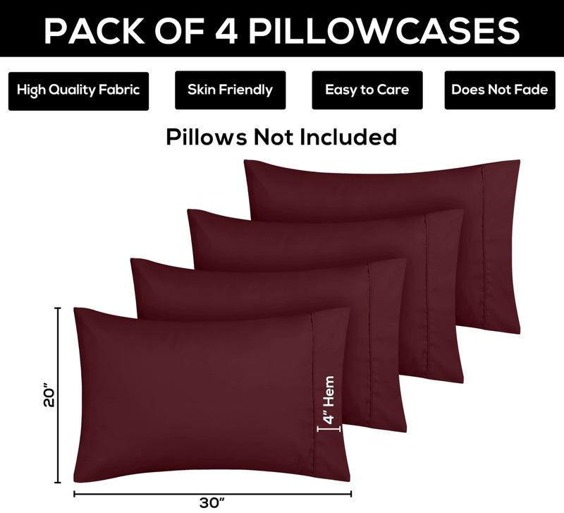 Utopia Bedding Queen Pillow Cases - 4 Pack - Envelope Closure - Soft Brushed Microfiber Fabric - Shrinkage and Fade Resistant Pillow Covers Queen Size 20 X 30 Inches (Queen, Burgundy) - Image 3