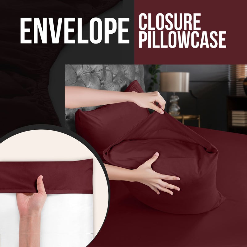 Utopia Bedding Queen Pillow Cases - 4 Pack - Envelope Closure - Soft Brushed Microfiber Fabric - Shrinkage and Fade Resistant Pillow Covers Queen Size 20 X 30 Inches (Queen, Burgundy) - Image 4