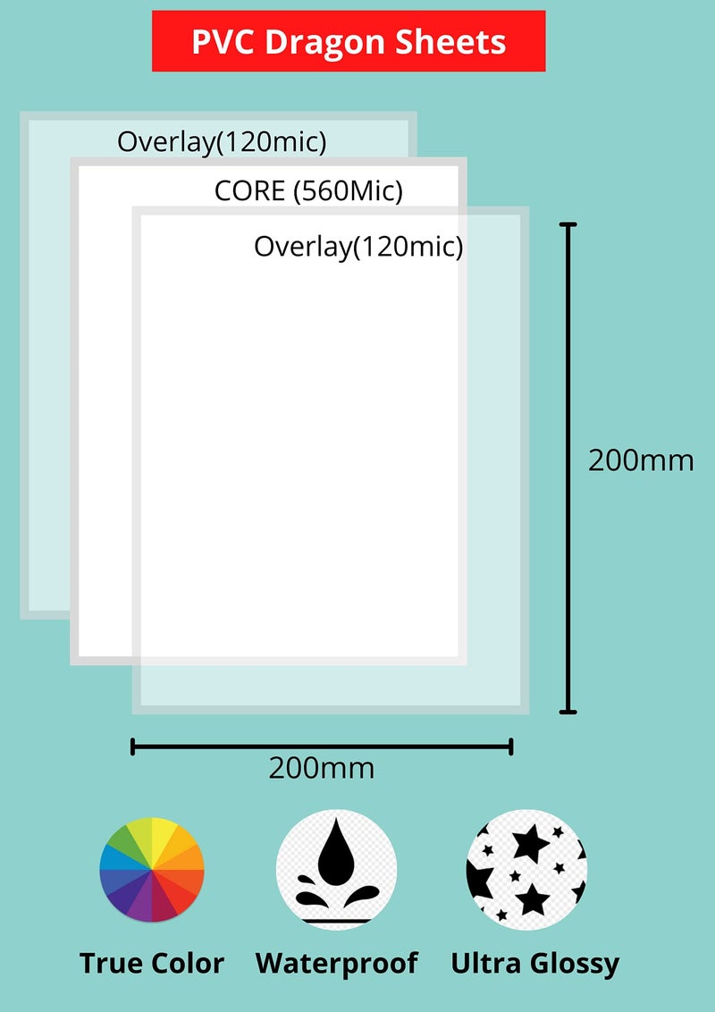 True-Ally PVC Lamination Dragon Sheet A4 Size 800 Micron for PVC Aadhar, Photos, ID card (Set of 20 Cores and 40 Overlays) - Image 2