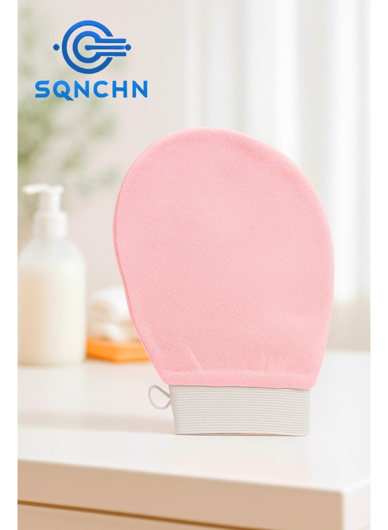 SQNCHN Korean Loofah Exfoliating Shower Glove for Skin Care – Viscose Scrub for a Luxurious Moroccan Bath Experience at Home – Pink  - Image 3