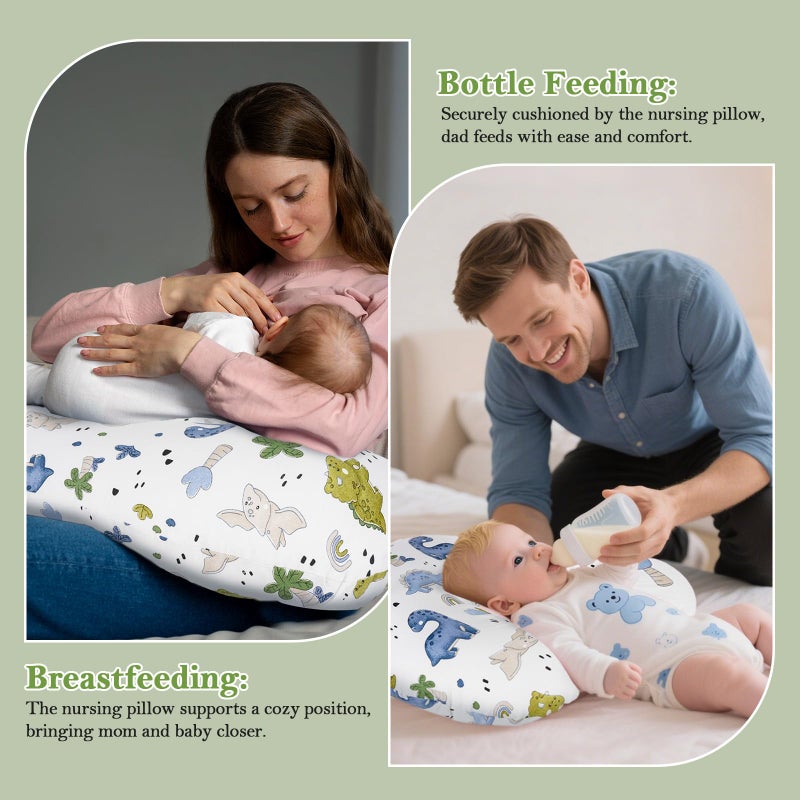 LLCJYYCY Nursing Pillow & Breastfeeding Pillow â€“ Ergonomic C-Shape for Breastfeeding & Bottle Feeding, Standard Size Breathable with Washable Cover, Hypoallergenic,Tummy Time & Sitting Support (0-12Months) - Image 2