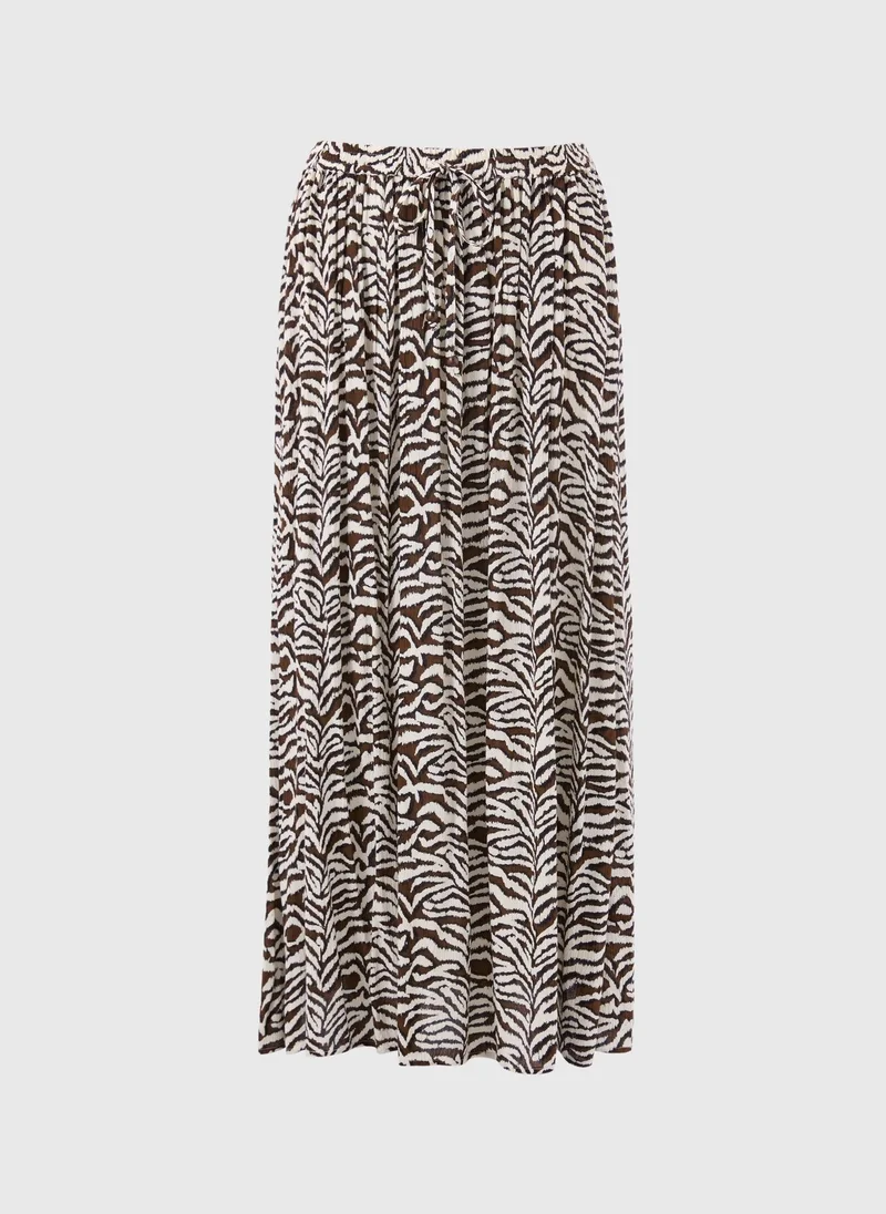 Matalan Brown Brown Zebra Print Cheesecloth Maxi Skirt for Women | Best Price UAE