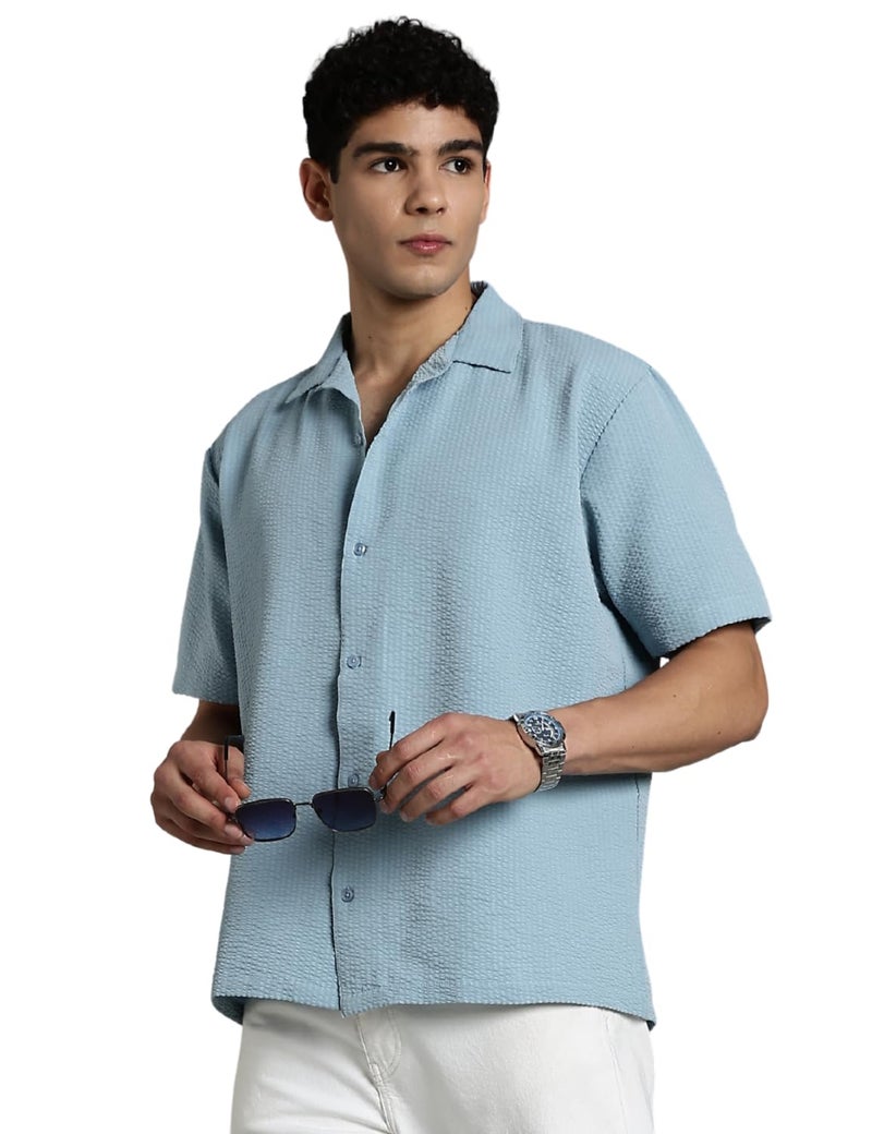 FYLTR Men's Solid Regular Fit Shirt (FYLSS25MS-1318_Blue Aura - Image 5